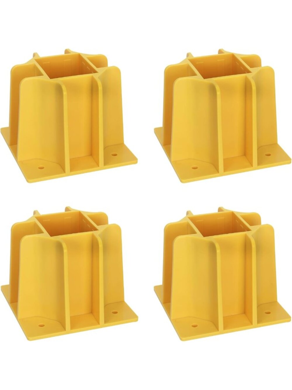 4-Pack Reusable Yellow Guardrail Base Boot with Toe Board Slot for Scaffolding
